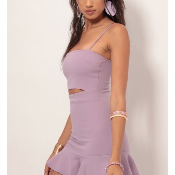Lucy in the sky - Reilly Cutout Ruffle Dress in Lavender (size: xs) - Picture 3 of 7